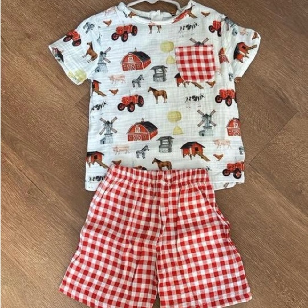 Boys Muslin Farm Set